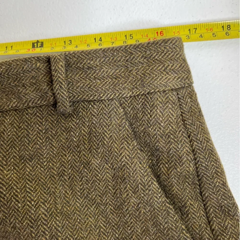 Chaps Wool Herringbone Straight Leg Poly Lined Brown Tan Pant Womens Size 12